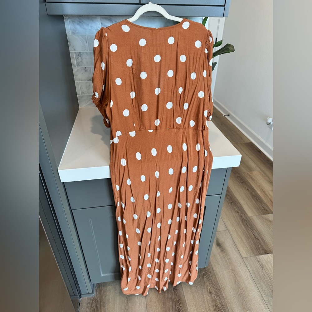 A New Day Brown Puff Sleeve V-Neck Maxi Dress - Picture 9 of 11